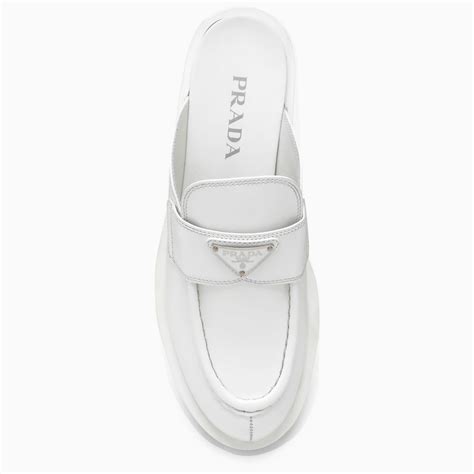 prada white leather mules|prada slippers and mules.